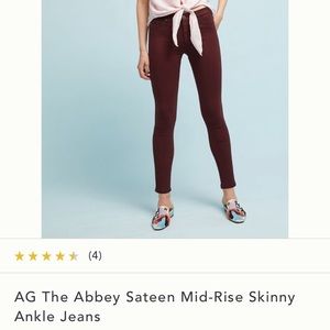 AG Abbey sateen midrise skinny ankle burgundy jean